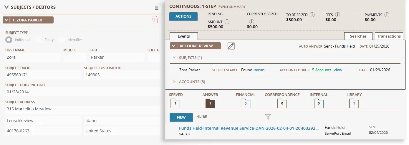 Account Review Screen